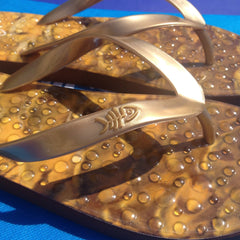 Amber Flip Flops with Gold straps