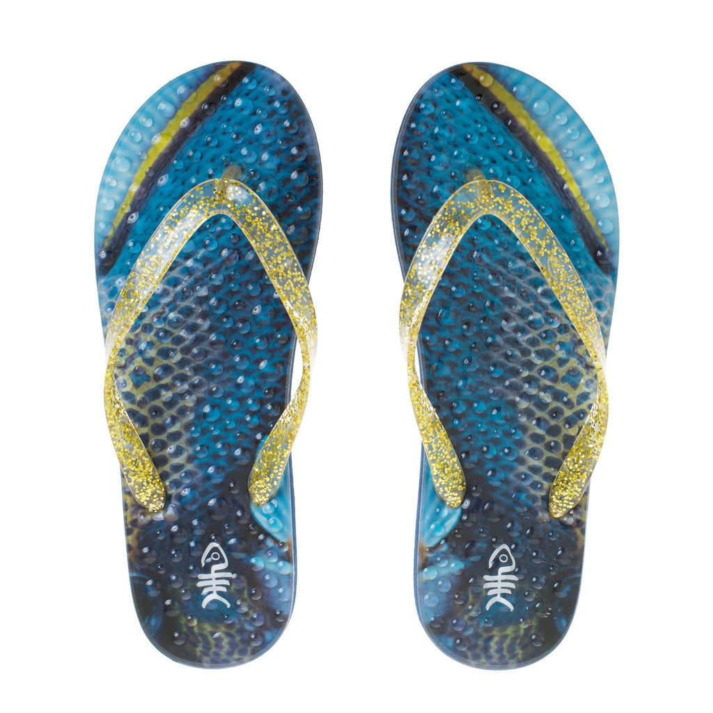 Caprice Flip Flops with Gold Glitter Straps