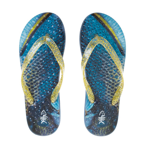 Caprice Flip Flops with Gold Glitter Straps
