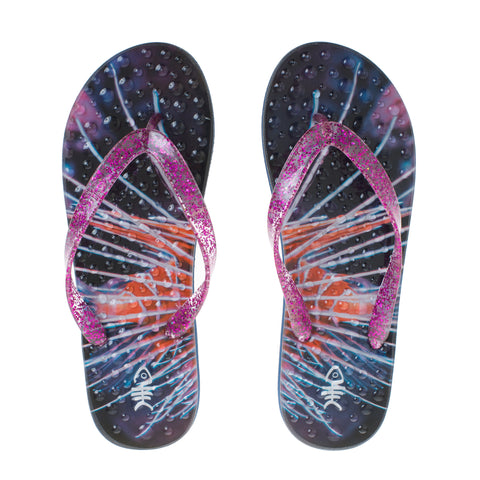 Sparkle Flip Flops with Purple Glitter Straps