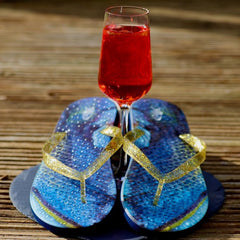 Caprice Flip Flops with Gold Glitter Straps