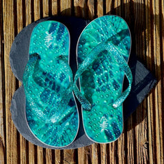 Emerald Flip Flops with Green Glitter Straps