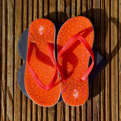 Velvet Flip Flops with Red Straps