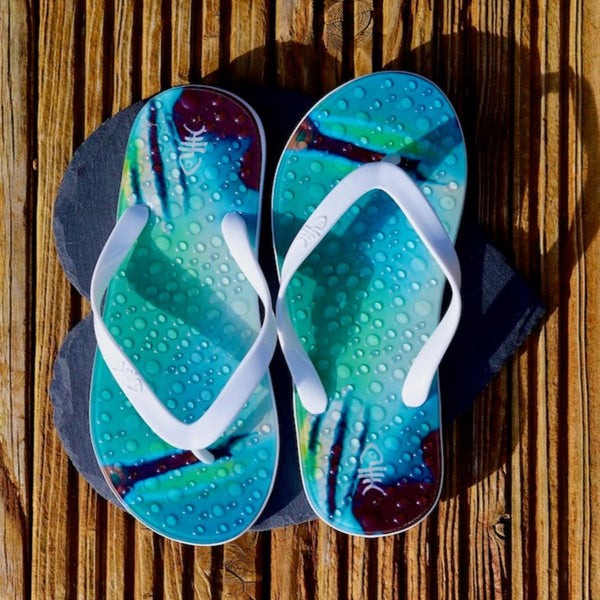 【THE MOZZ】X Strap Flip Flop Slippers Pearl Flip Flops with White Straps – flopZ