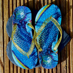 Caprice Flip Flops with Gold Glitter Straps