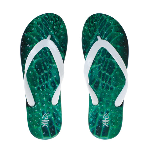 Emerald Flip Flops with White Straps
